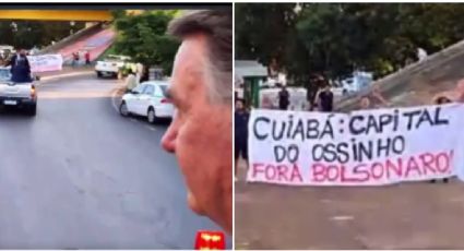 VÍDEO: Bolsonaro se depara com faixa contra a fome em Cuiabá; "Capital do ossinho. Fora!"