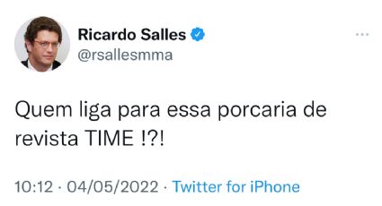 Dois meses após capa fake com Bolsonaro, Salles muda de opinião sobre a Time: "Porcaria"