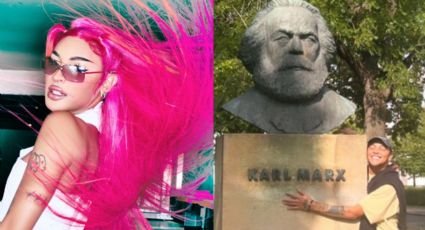 Pabllo Vittar posta foto abraçada com a estátua de Karl Marx