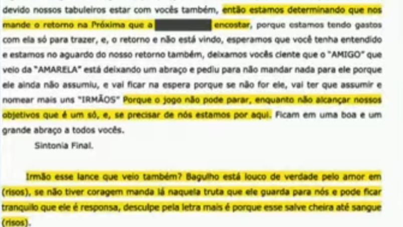 Trecho do “salve” da facção transcrito e transmitido pelo Brasil Urgente. Créditos: Reprodução/Youtube@BrasilUrgente