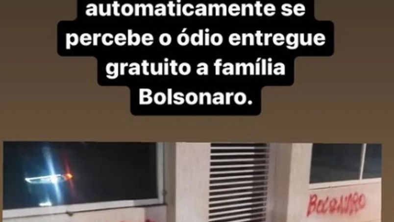 Casa de Jair Renan é pichada e filho do presidente reclama: 'ódio gratuito'. Reprodução/Instagram