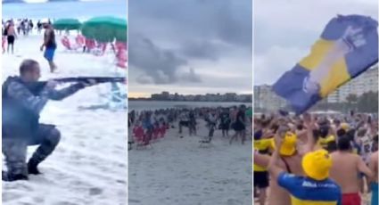 VÍDEOS: Torcedores do Boca Jrs, do Fluminense e PM entram em batalha campal na praia de Copacabana