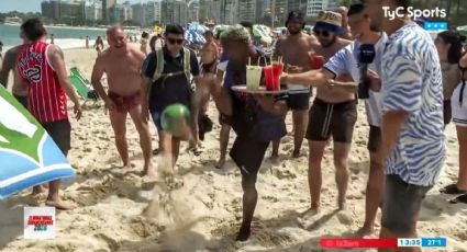 VÍDEO: Garçom, com bandeja e tudo, humilha argentinos em desafio na praia