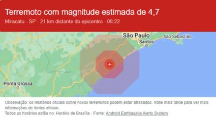 Tremores de terra com magnitude 4,7 são registrados no interior e no litoral de São Paulo