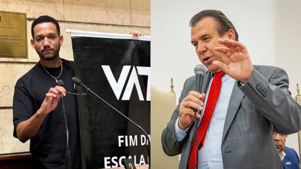 À esquerda, o vereador eleito Rick Azevedo; à direita, o ministro do Trabalho Luiz Marinho