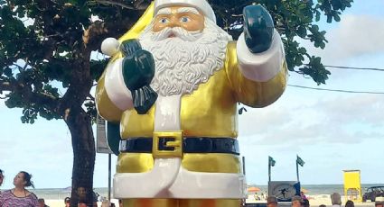 Papai Noel “Verde e Amarelo” patriota é colocado em Balneário Camboriú