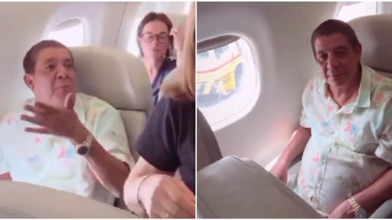 VÍDEO: Zeca Pagodinho se recusa a ceder lugar em janela de avião a David Brazil