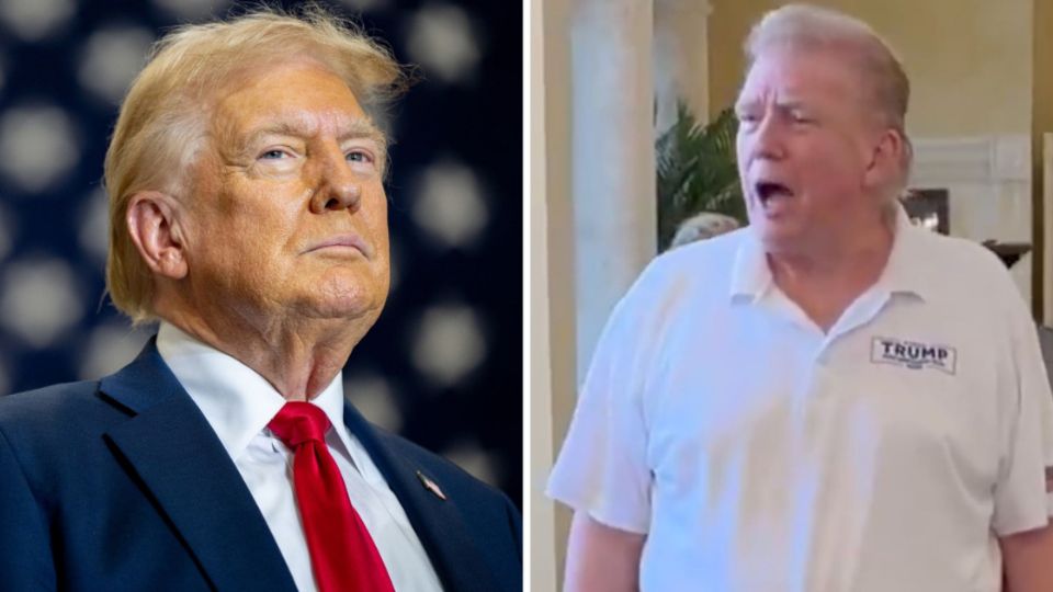 Presidente eleito dos EUA com seu topete laranja icônico e o novo visual em que aparece em vídeo que viralizou na internet.