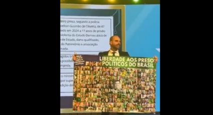 VÍDEO: Eduardo Bolsonaro faz cena na Argentina pelos criminosos do 8 de Janeiro