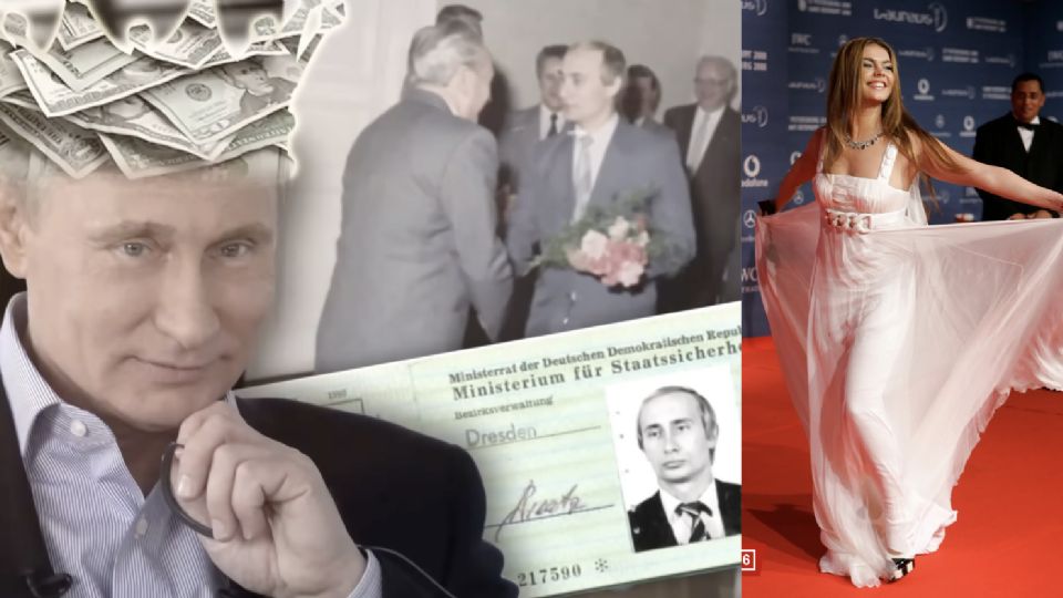 Putin como é descrito no filme e a ginasta que seria a atual companheira do presidente russo