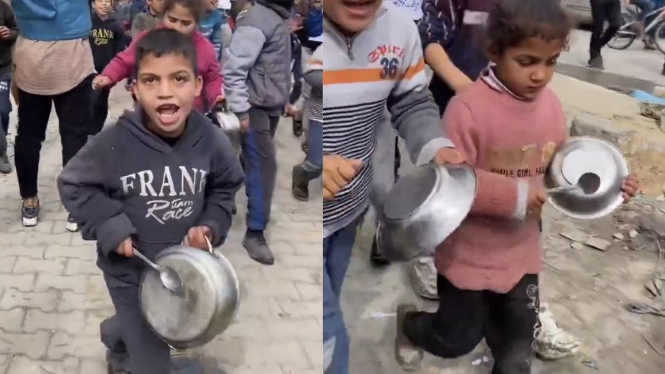 No norte de Gaza, obliterado por bombardeios, a fome ameaça crianças.