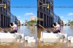 VÍDEO: homem navega por águas do Guaíba a bordo de uma geladeira