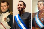 Nayib Bukele e seu traje militar no estilo de Napoleão Bonaparte