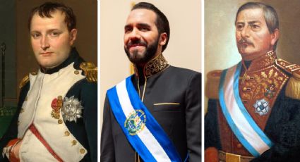 Nayib Bukele e seu traje militar no estilo de Napoleão Bonaparte