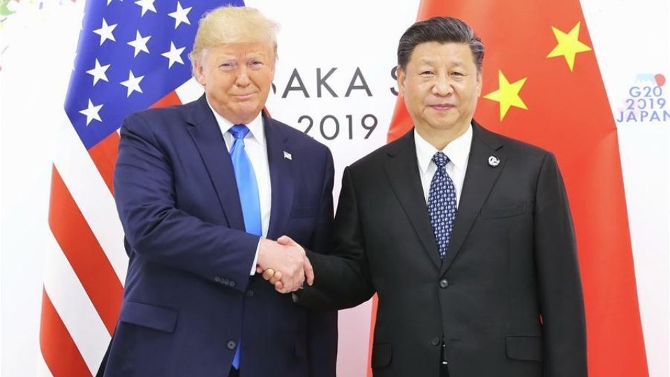Trump e Xi em um encontro no ano de 2019