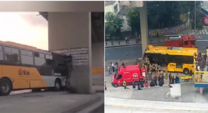 VÍDEO: Ônibus BRT bate forte em pilastra de elevado no Rio; mais de 60 feridos, 5 em estado grave