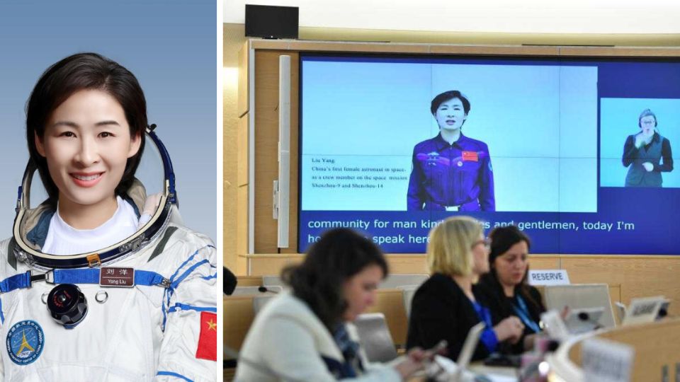 China é representada pela taikonauta Liu Yang, que fez uma declaração por vídeo durante o debate sobre o tema “Comemorando o 30º aniversário da Declaração e Plataforma de Ação de Pequim”.