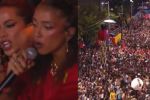 VÍDEO: BaianaSystem, Anitta e Alice Carvalho puxam coro de "sem anistia" com multidão em Salvador