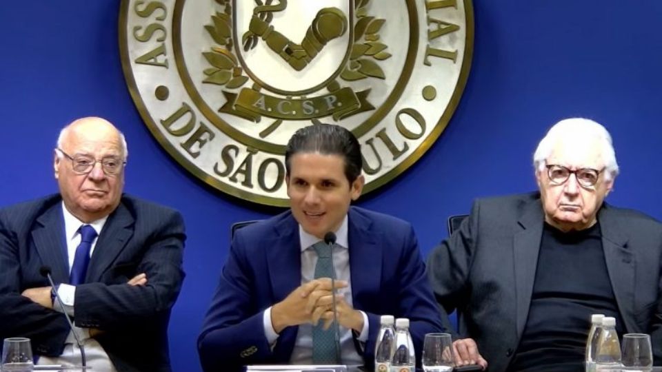 Presidente da Câmara dos Deputados, Hugo Motta (Republicanos-PB), em evento realizado na Associação Comercial de São Paulo