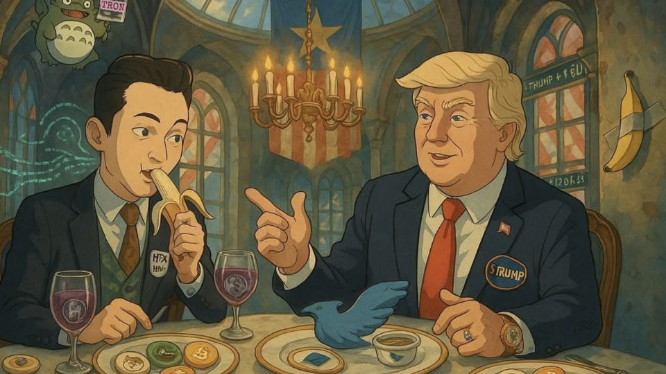 Justin Sun, o bilionário que comeu uma banana comprada por U$ 6 milhões, garantiu acesso a Trump por U$ 400 milhões.
