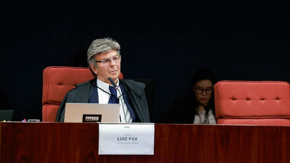 Ministro Luiz Fux, durante a primeira sessão de interrogatórios da ação penal da trama golpista no STF