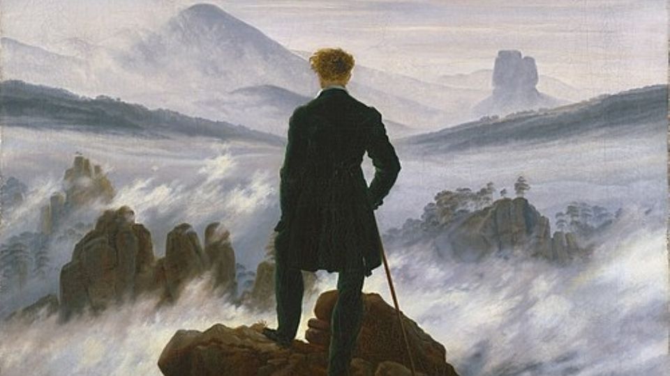 Caminhante sobre o mar de névoa, pintura de Caspar David Friedrich